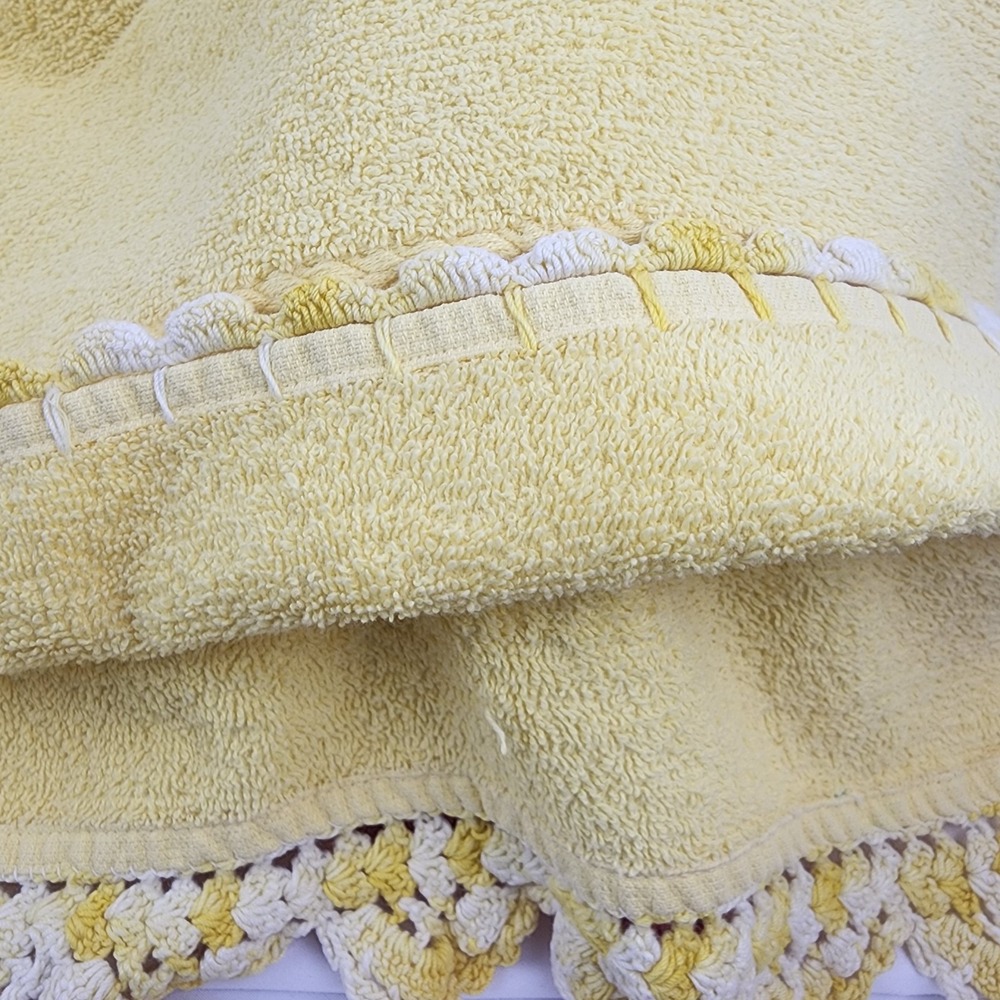 Vtg. Cannon Pink/ Coral Yellow‎ Towels Washcloths Crochet Edge Made USA 3 Extra - Picture 10 of 16